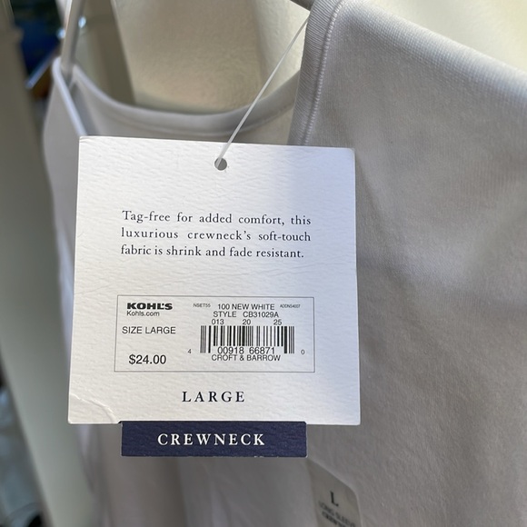 NWT Croft and barrow long sleeve white T-shirt new with tags size large - Picture 3 of 5